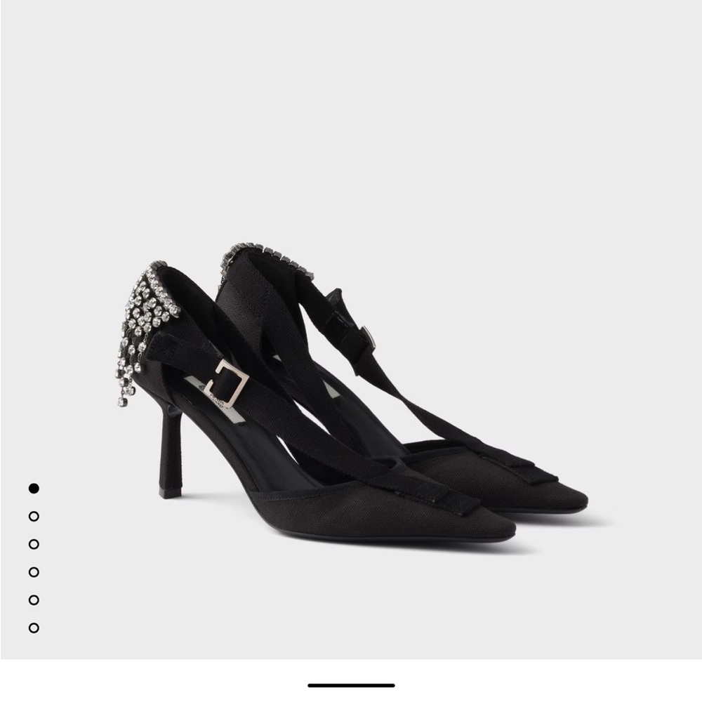 Prada Black Heels with Crystal Embellishments